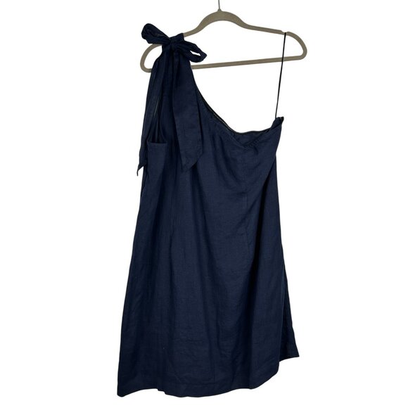 J. CREW Women’s Size XXL One-Shoulder Linen Shift Dress Navy Blue NWT - Picture 8 of 14